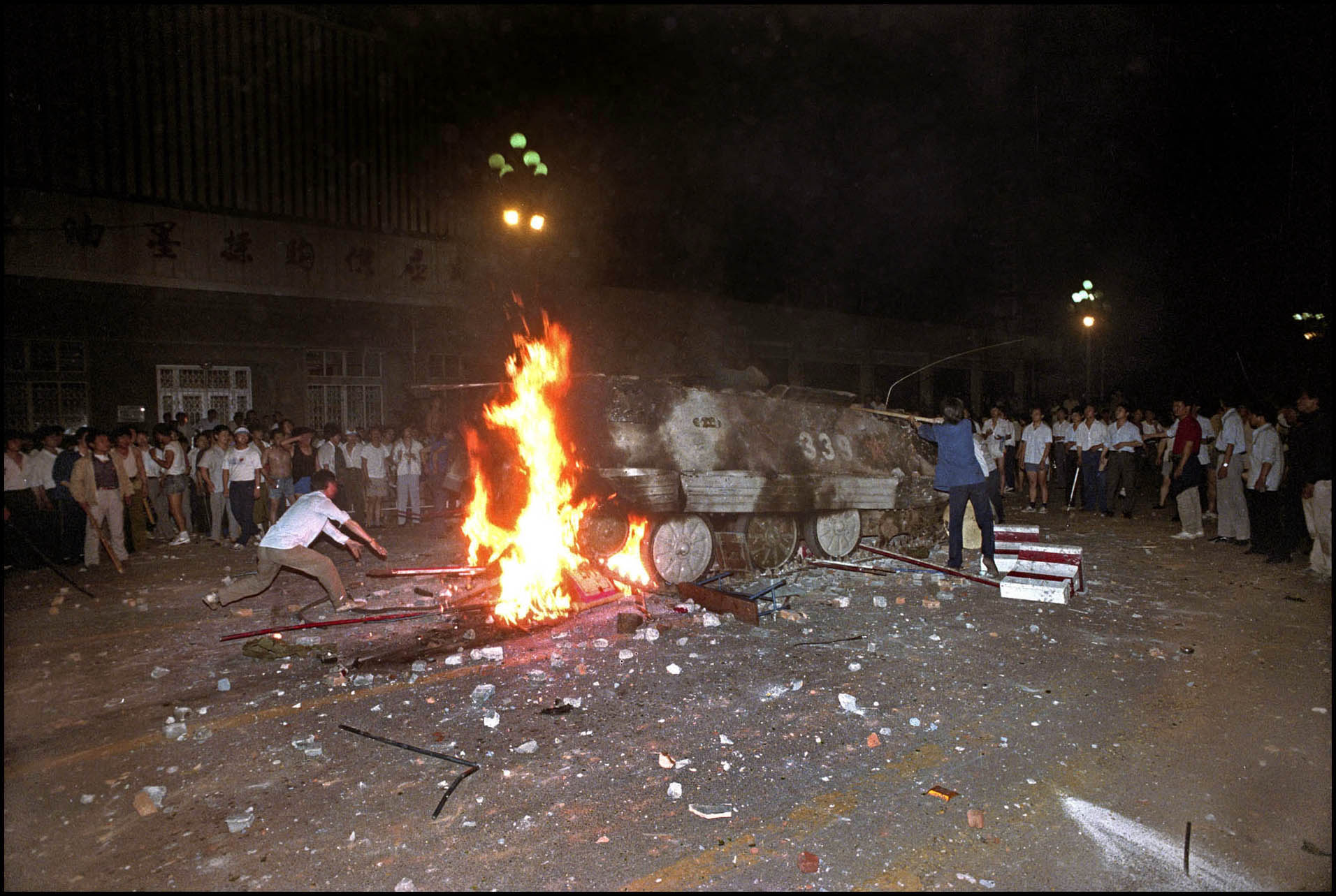 'Burning APC' Beijing, China 1989